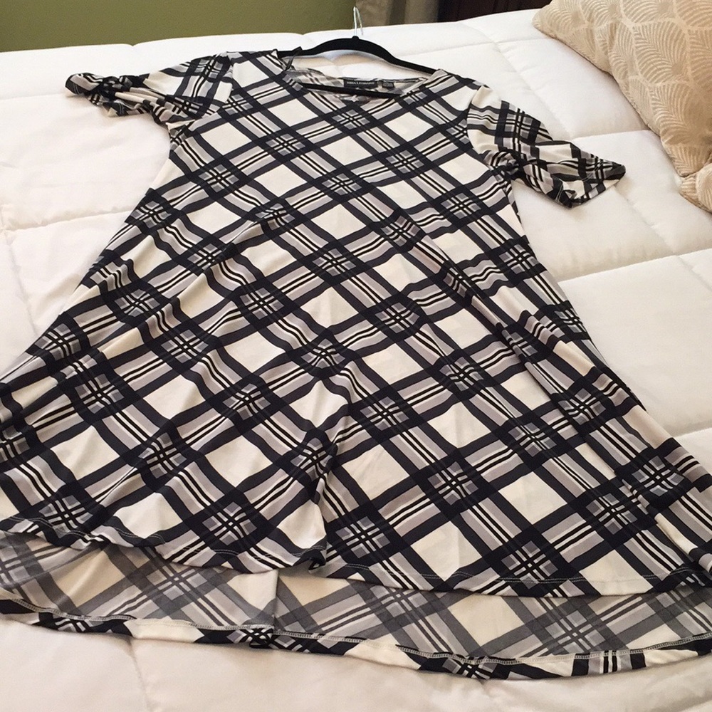 NINA LEONARD A-line swing dress - black and white